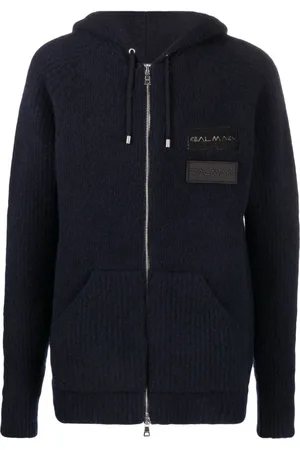 Balmain Sweatshirts & Hoodies, Herr, 2Xl, Blå Cashmere Hoodie