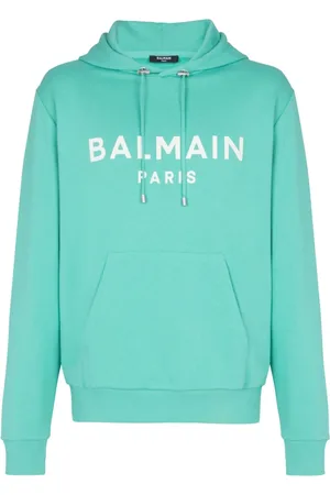 Balmain Sweatshirts & Hoodies, Herr, XL, Bomull, Bomull tryckt logohoodie