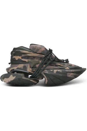 Balmain Skor, Herr, 43 EU, Läder, Unicorn Low camouflage-print sneakers