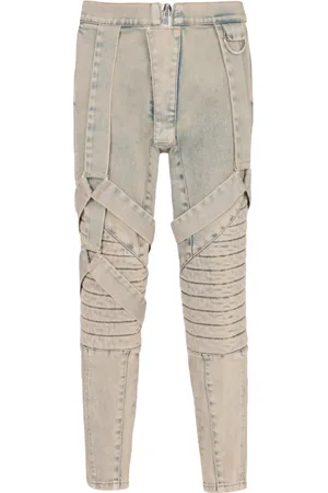 Balmain Jeans, Herr, W28, Denim, Multi-Strap Sandy Blue Denim Byxor