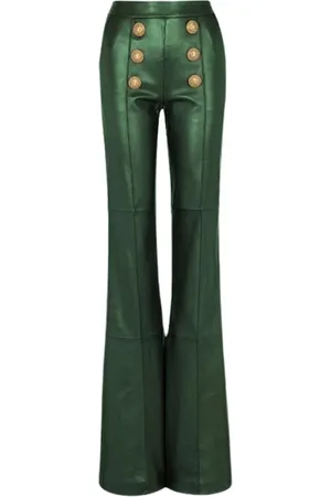 Balmain Byxor, Dam, S, Läder, Wide Byxor