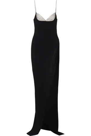 Balmain Klänning, Dam, S, Polyester, Lång broderad stickad klänning med slits