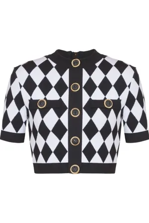 Balmain Stickade tröjor & koftor, Dam, S, Snygg Svart Topp