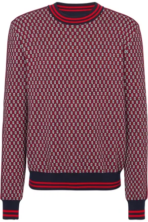 Balmain Stickade tröjor & koftor, Herr, M, Monogramstickad Jacquardtröja