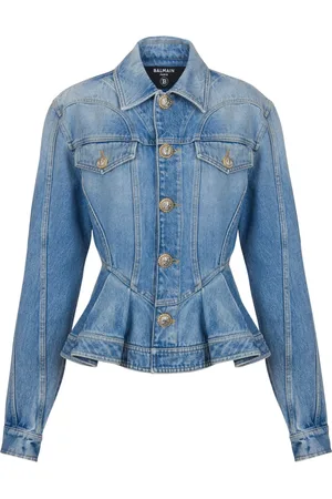 Balmain Jacka, Dam, S, Bomull, Veckad jeansjacka