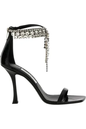 Jimmy Choo Skor, Dam, 40 EU, Läder, Svarta Sandaler med Kristalldekorerade Klackar