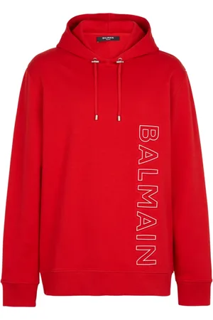 Balmain Sweatshirts & Hoodies, Herr, L, Präglad huva tröja