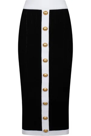 Balmain Kjol, Dam, M, Svart och vit midi kjol