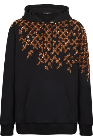 Balmain Sweatshirts & Hoodies, Herr, L, Bomull, Broderad hoodie
