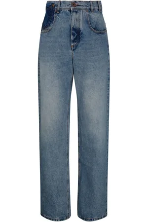 Balmain Jeans, Herr, W30, Bomull, Ljusblå Wide Leg Bomullsjeans