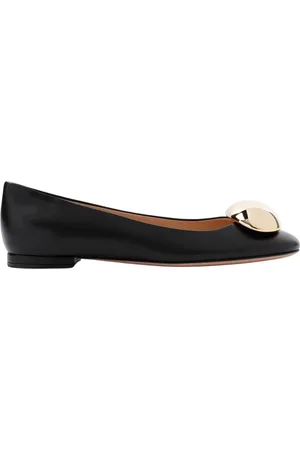 Gianvito Rossi Skor, Dam, 39 EU, Läder, Svart Läder Ballerina Rund Tå Slip-On