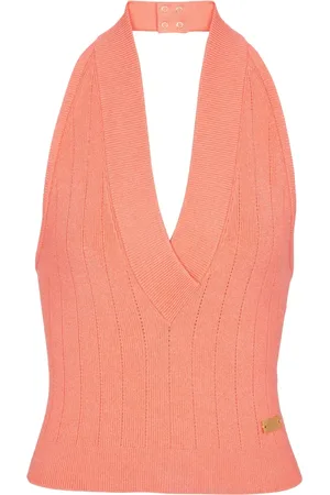 Balmain Topp, Dam, L, Polyester, Stickad rygglös topp