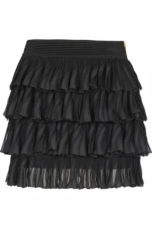 Balmain Kjol, Dam, S, Polyester, Kort rynkad stickad kjol