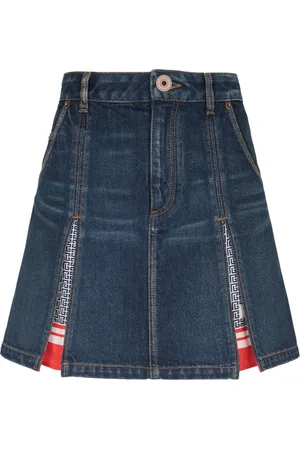 Balmain Kjol, Dam, L, Denim, Veckad denimkjol