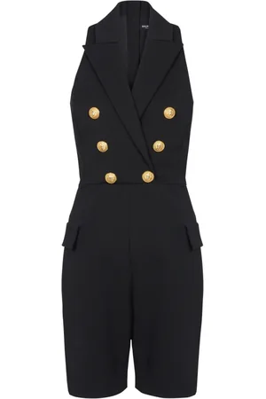 Balmain Jumpsuits & Playsuits, Dam, 2Xs, Bomull, Grain de poudre stretch jumpsuit