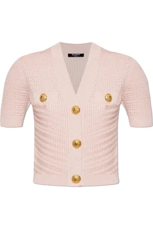 Balmain Stickade tröjor & koftor, Dam, M, Polyester, Topp med fickor