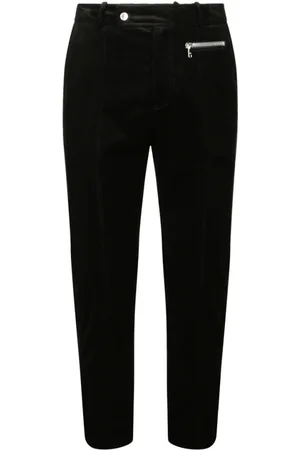 Balmain Byxor, Herr, S, Bomull, Svarta bomulls mocka cropped byxor