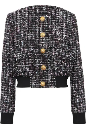 Balmain Jacka, Dam, 2Xs, Tweed, Tweedjacka med knappar