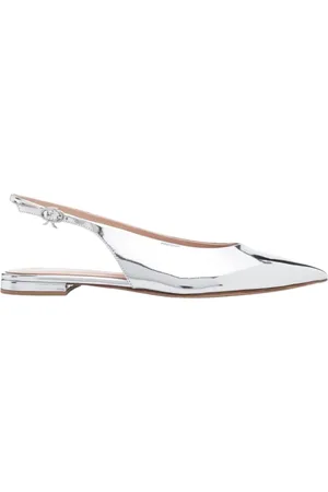 Gianvito Rossi Skor, Dam, 40 EU, Läder, Silver Spetsig Tå Platta Skor