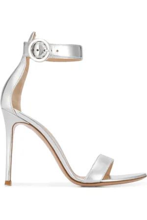 Gianvito Rossi Skor, Dam, 40 EU, Läder, Silver-tone Läder Stilett Sandaler