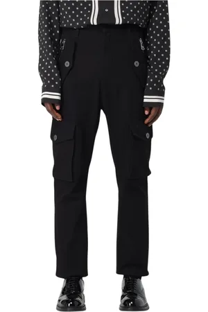 Balmain Byxor, Herr, M, Bomull, Klassiska svarta cargobyxor rakt ben