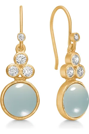 Frk Lisberg Accessoarer, Dam, ONE Size, Chalcedon Aqua Örhängen med Zirkonia