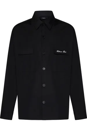 Balmain Skjorta, Herr, 2Xl, Bomull, Svarta Ss24 Herrskjortor