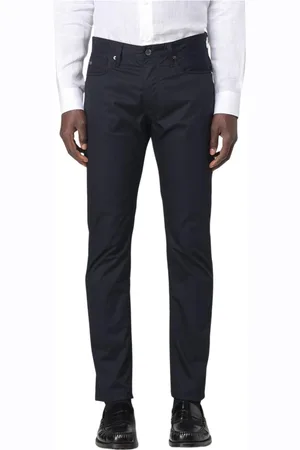 Emporio Armani Byxor, Herr, W34, Bomull, Marinblå Casual Chino Byxor