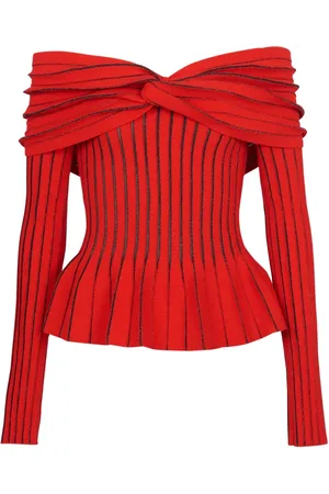 Balmain Topp, Dam, 2Xs, Polyester, Knotted off-the-shoulder top