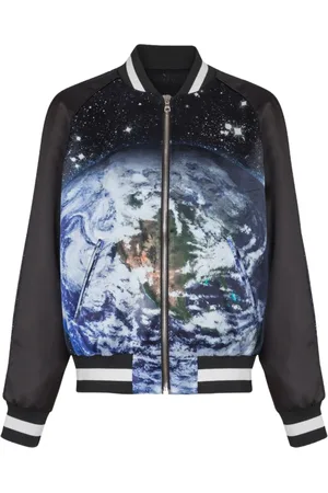 Balmain Jacka, Herr, L, Grafiskt Tryck Dragkedja Jacka Svart