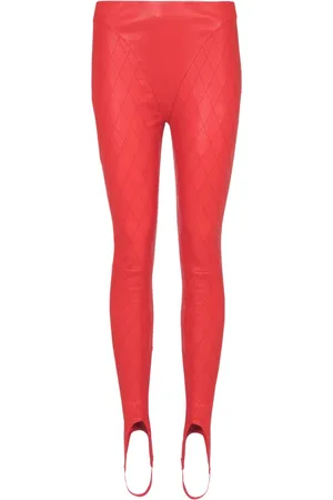 Balmain Byxor, Dam, L, Läder, Topstitched läder leggings