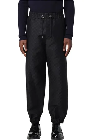 Balmain Byxor, Herr, L, Svarta Logo Manschettbyxor