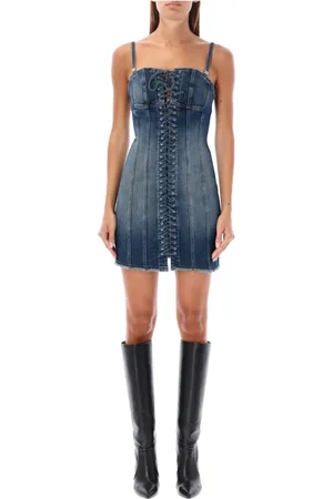 MISBHV Klänning, Dam, M, Denim, Blå Denim Spets Mini Klänning