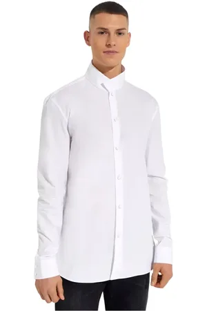 Balmain Skjorta, Herr, L, Bomull, Vit Ståkrage Skjorta Klassisk Passform