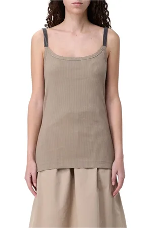 Brunello Cucinelli Topp, Dam, XL, Ribbad Ärmlös Topp