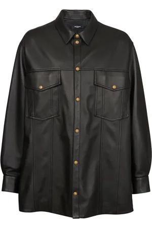 Balmain Skjorta, Herr, L, Läder, Läder overshirt