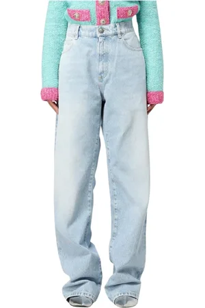 Balmain Jeans, Dam, W31, Bomull, Stiliga Light Wash Wide Leg Jeans