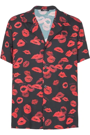 Balmain Skjorta, Herr, M, Twill pyjama skjorta med Kiss tryck