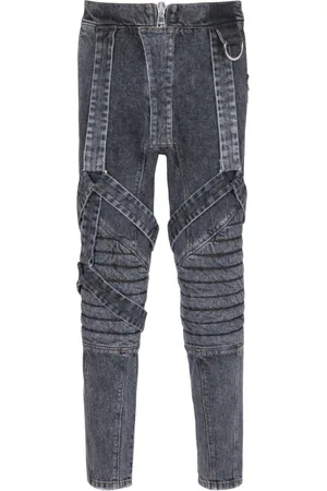 Balmain Jeans, Herr, W32, Bomull, Bomull slim-fit jeans med band