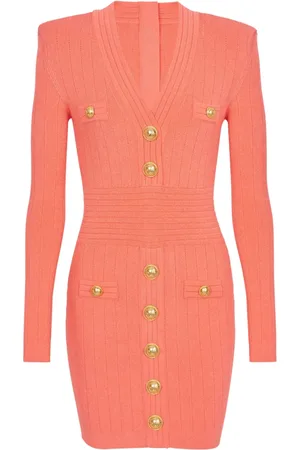 Balmain Klänning, Dam, S, Polyester, Fint stickad klänning med knappar