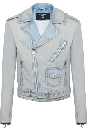 Balmain Jacka, Herr, L, Denim, Denim bikerjacka