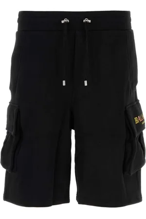 Balmain Shorts, Herr, S, Bomull, Svarta bomullsbarmuda shorts