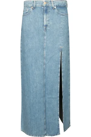7 for all Mankind Kjol, Dam, W27, Denim, Denim långkjol med sidoslits