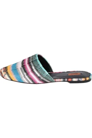 Missoni Skor, Dam, 39 EU, Läder, Zig Zag Tyg Mulor Zoe Stil