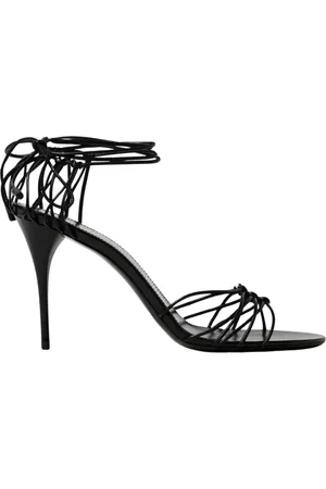 Saint Laurent Skor, Dam, 40 EU, Svarta LaceUp Stiletto Sandaler