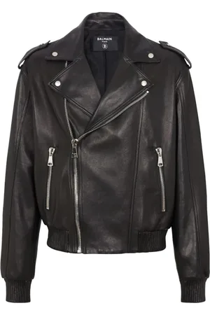 Balmain Jacka, Herr, S, Läder, Läder Bomberjacka