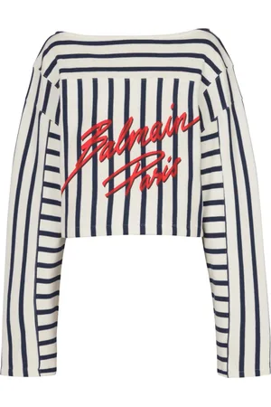 Balmain Topp, Dam, S, Bomull, Randig baseboll långärmad topp