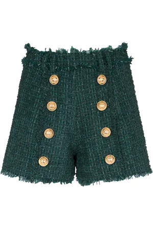 Balmain Shorts, Dam, 2Xs, Tweed, Tweedshorts med knappar