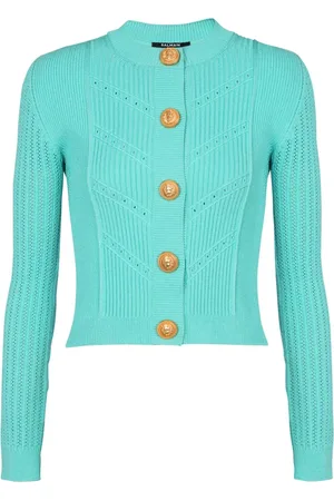 Balmain Stickade tröjor & koftor, Dam, S, Polyester, Kort stickad kofta