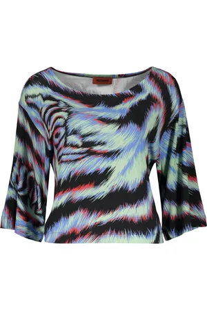 Missoni Blusar & Skjortor , Dam, M, Bomull, Leopardtryck Bomull Båthals Topp